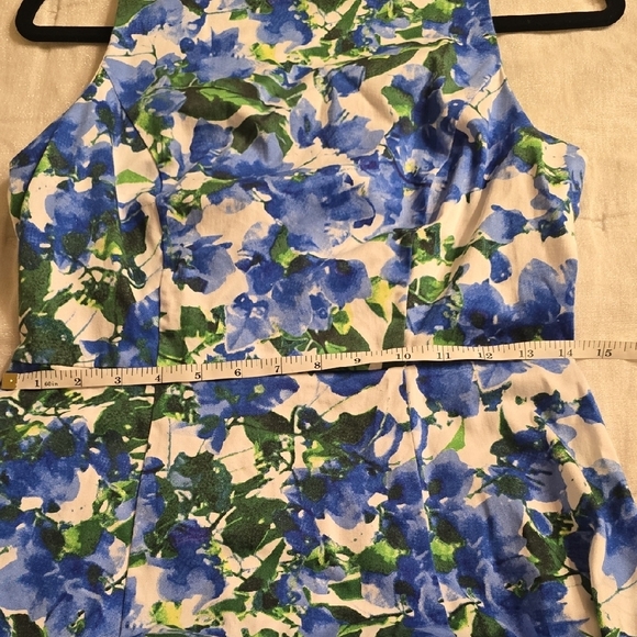 Milly Blue and Green Floral Midi Dress - Picture 9 of 16